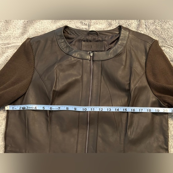 NWOT Chocolate Brown Genuine Leather & Sweater Jacket size XL - Picture 4 of 13